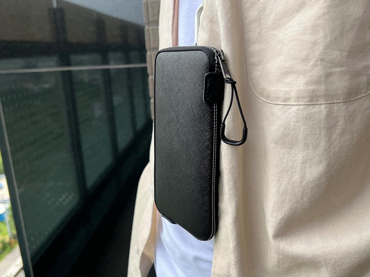 OneJoy Neoprene Cell Phone Pouch, Large Zipper Opening, Lightweight & Protective Phone Sleeves for iPhone Durable Phone Carrier Bag, Thermal Carrying Phone Pouch with Inner Pocket [Black]