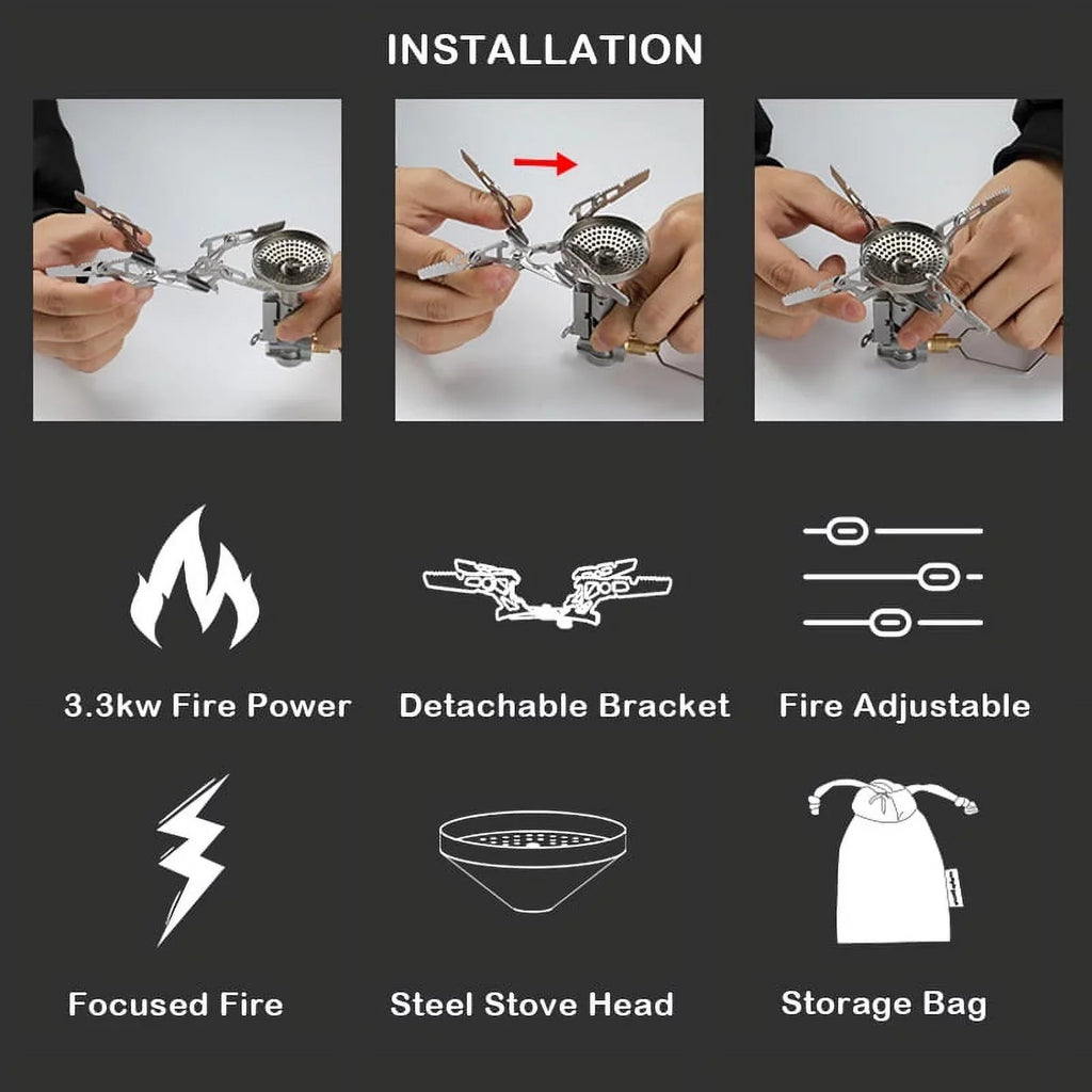 CAMPINGMOON Camping Stove 3300W High Efficiency Backpacking Stove for Quick and Easy Cooking on Go