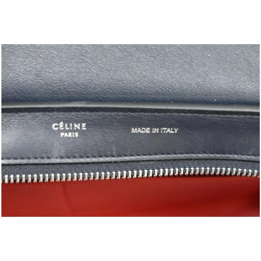 Pre-owned CELINE Trapeze Small 2way Leather Tote Shoulder Bag Blue