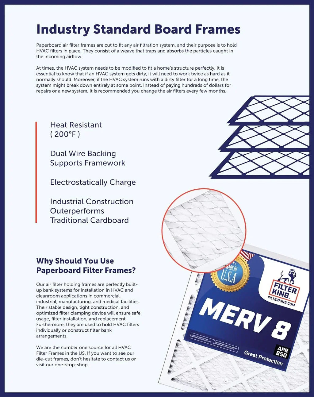 Filter King 18x14x1 Air Filter | 3-PACK | MERV 8 HVAC Pleated A/C Furnace Filters | MADE IN USA | Actual Size: 17.5 x 13.5 x .75"