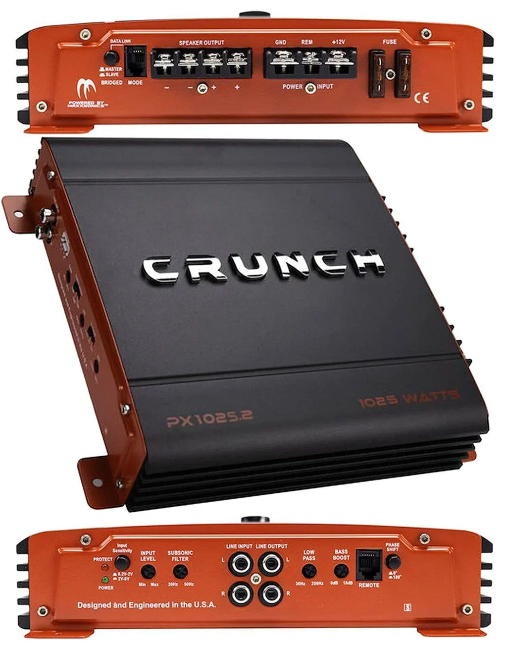 Band New Crunch PX-1025.2 1000W Power X 2 CH Class-AB Car Audio Stereo Amplifier Bundle