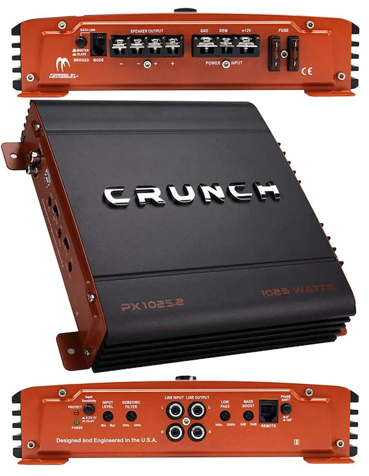 Band New Crunch PX-1025.2 1000W Power X 2 CH Class-AB Car Audio Stereo Amplifier Bundle