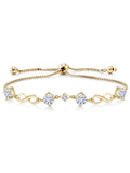 Gem Stone King 18K Yellow Gold Plated Silver White Created Sapphire Bracelet For Women Set with Moissanite (2.05 Cttw)