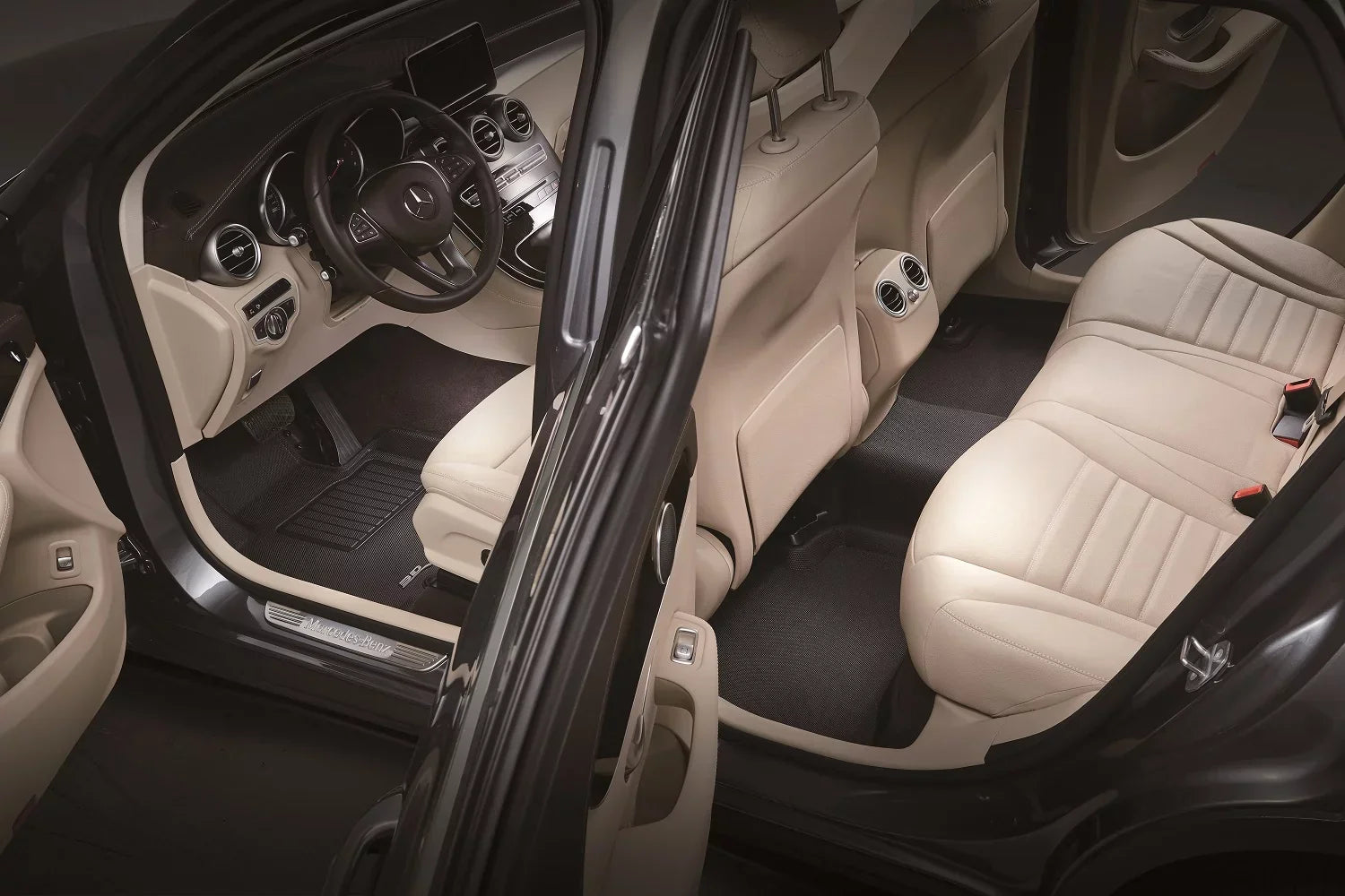 3D MAXpider KAGU Floor Mat (BLACK) compatible with HYUNDAI KONA ELECTRIC 2019-2023 - Full Set