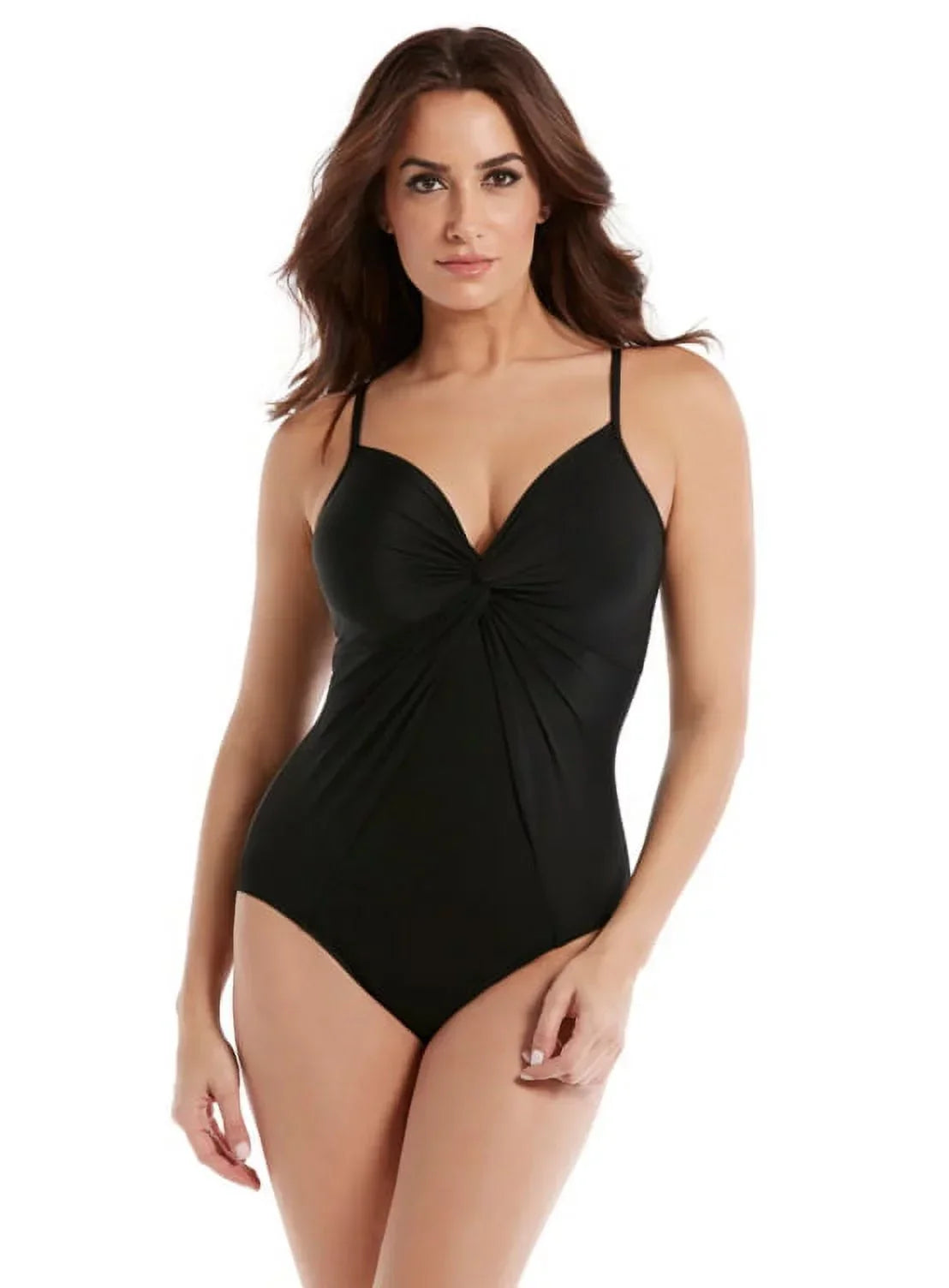 Miraclesuit BLACK Rock Solid Love Knot One Piece Swimsuit, US 10