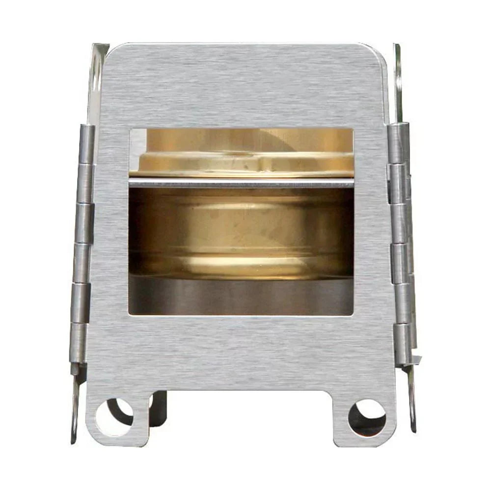 Lightweight Portable Folding Wood Stove - Stainless Steel Pocket Stove for Outdoor Camping, Cooking, Picnic, and Backpacking, Includes Backup Alcohol Burner