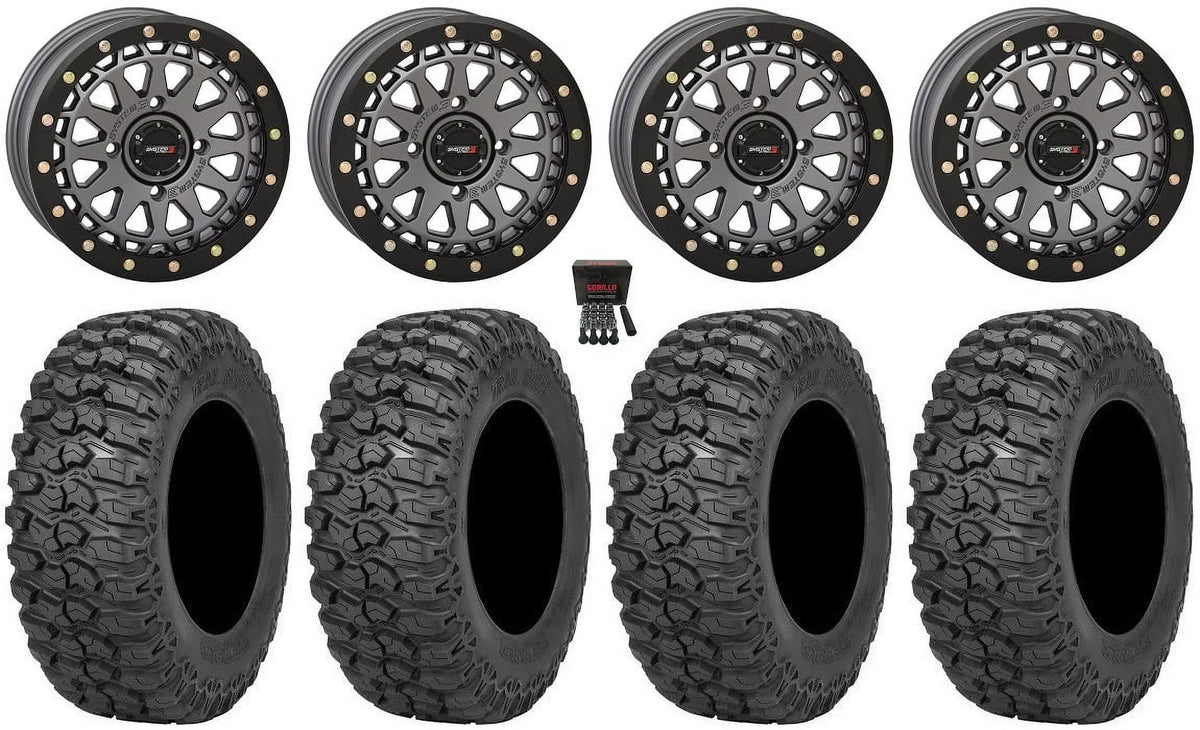 System 3 SB-6 15" Wheels Gunmetal (4+3) 32" Trail Saw 2.0 Tires Can-Am Commander Maverick Renegade Outlander Defender