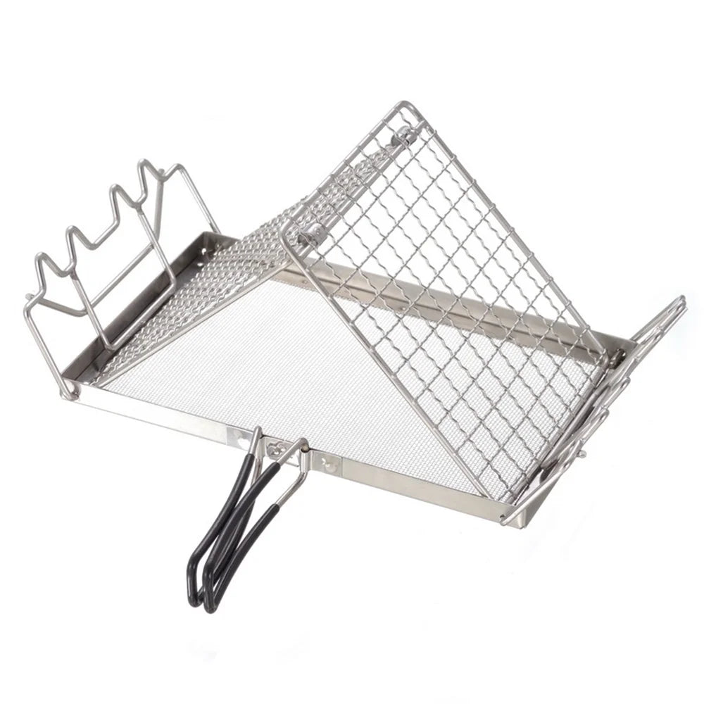 Stainless Steel Folding Camp Stove Toaster Rack - Ideal Bread Toaster for Camping, Backpacking, and Picnics