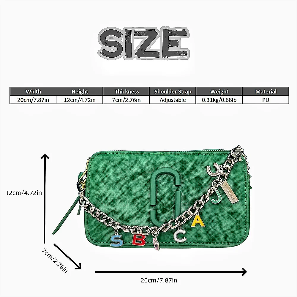 Women's Purple Leather Cross body Snapshot Bag with Logo Chain Strap