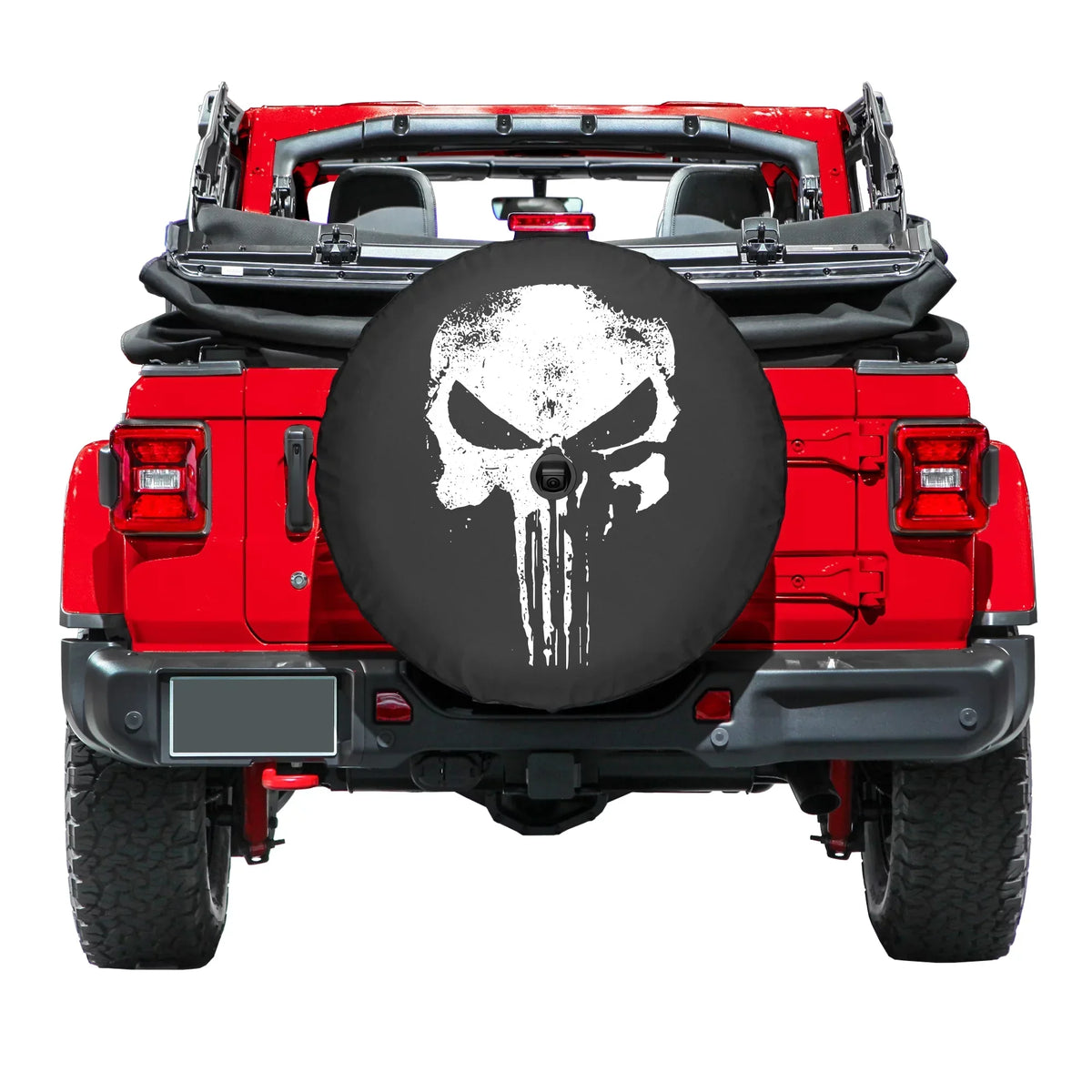 Boomerang - 32" Soft JL Tire Cover for Jeep JL Wrangler (w/ back-up camera) (2018-2020) - Sport & Sahara - Distressed Punisher Skull