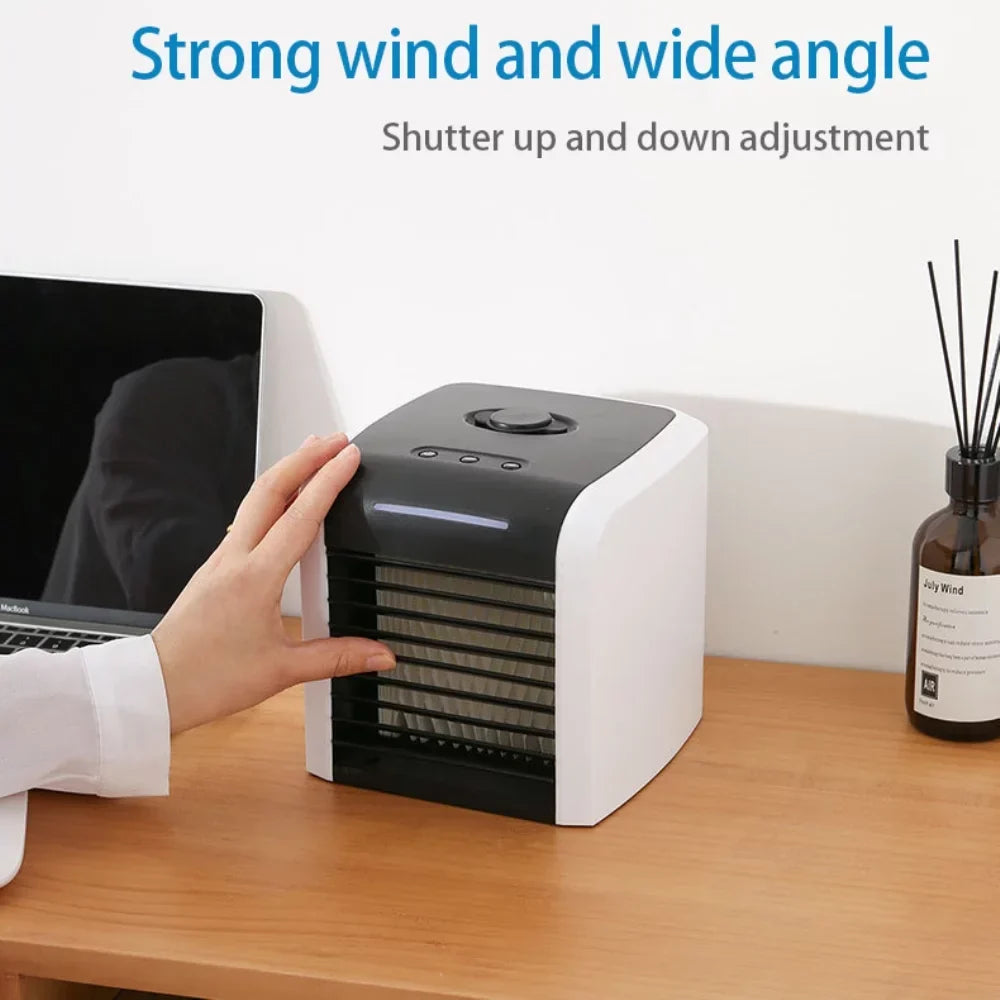 Portable Air Conditioner, Mini Evaporative Air Cooler, Personal Rechargeable USB Fan, Quiet Desk Fan with 2 Speeds for Home Room Office