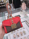 NWT MICHAEL KORS ROSE SMALL MINI CROSSBODY BAG LEATHER Dark Sangria Multi
