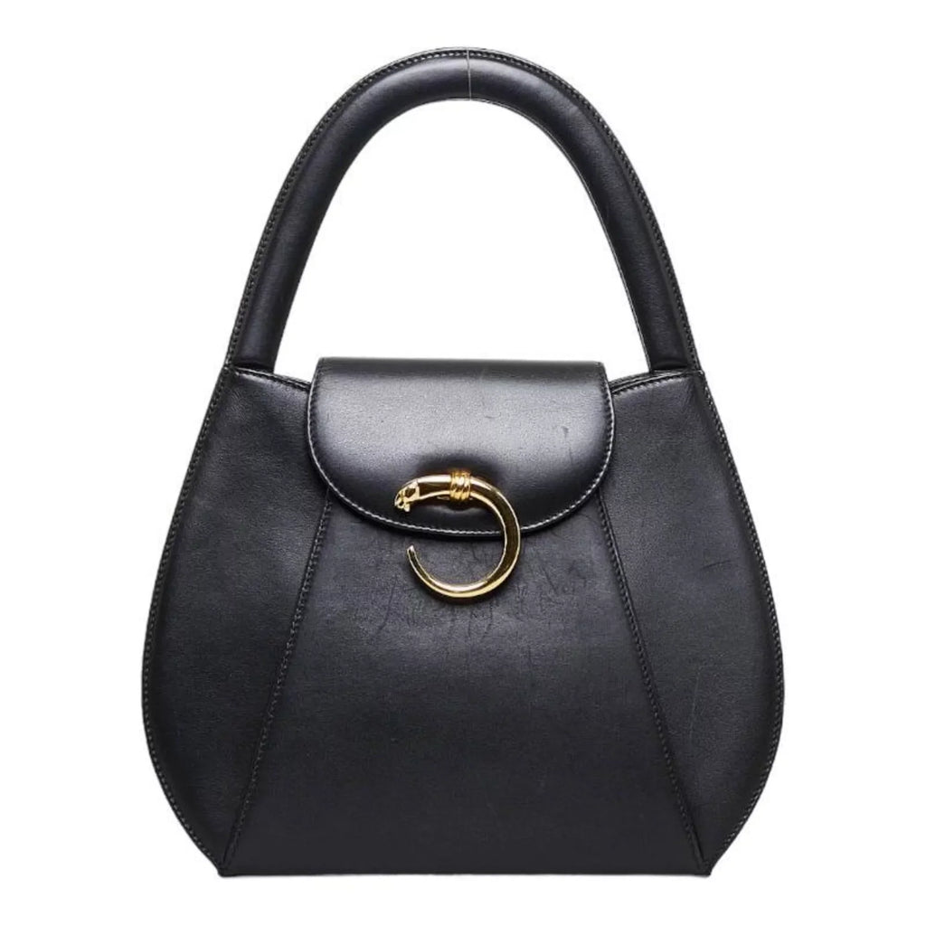 Pre-Owned Cartier Panthère handbag black gold leather ladies CARTIER (Good)