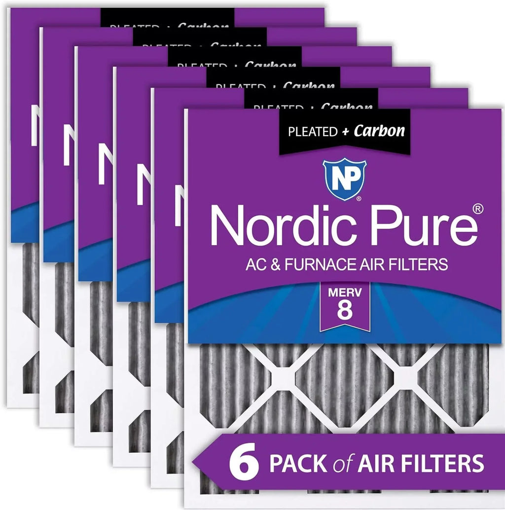 18X30x1 (17 3/4 X 29 3/4 X 3/4) Furnace Air Filters MERV 8 Pleated Plus Carbon 6 Pack
