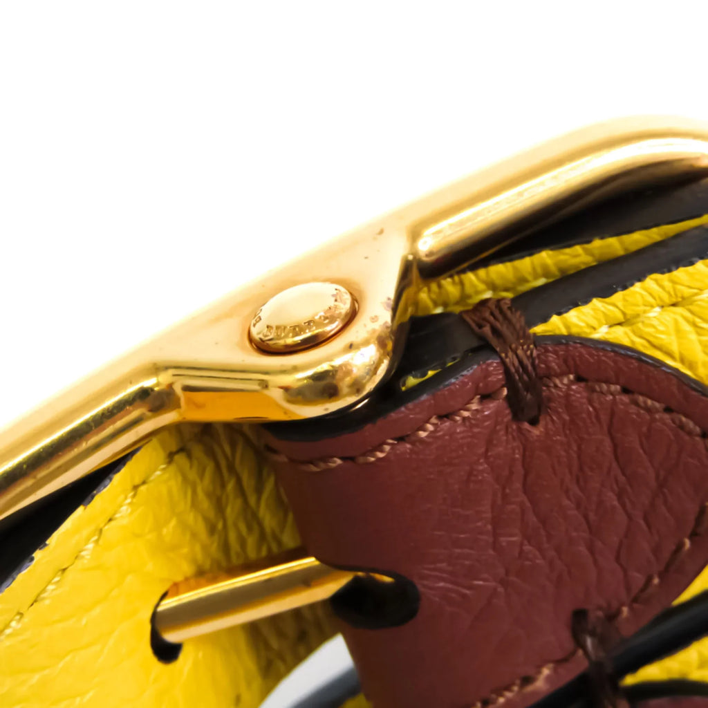 Pre-Owned Burberry Men's Leather Standard Belt Brown,Yellow 85 (Good)