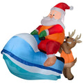 Home Accents Holiday 5 Ft. Pre-Lit LED Inflatable Santa on Watercraft Sleigh Scene