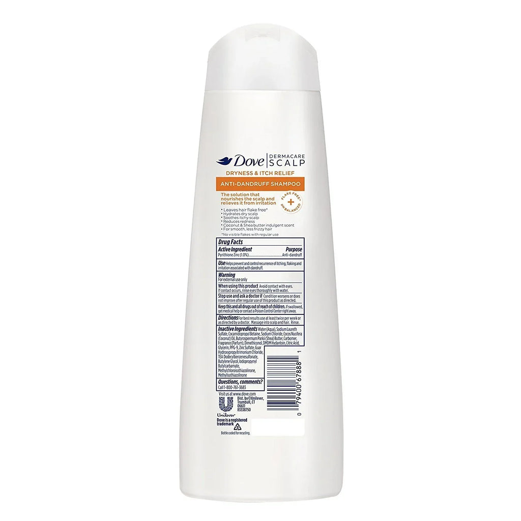 Dove Dermacare Scalp - Anti-Dandruff Shampoo - Dryness & Itch Relief - 12 Fl Oz (Pack Of 2)