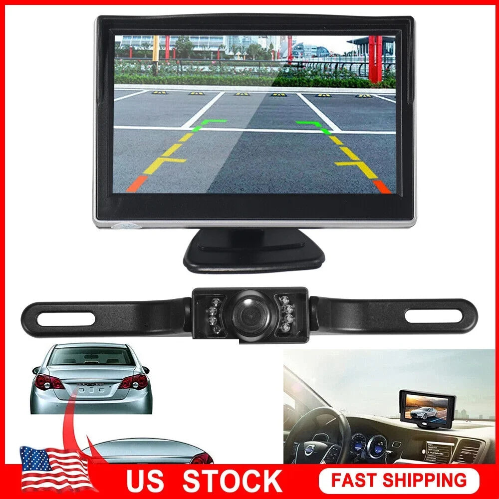 Jahy2Tech Car Night Vision Backup Camera Kit 5" Wireless Monitor HD Rear View Waterproof