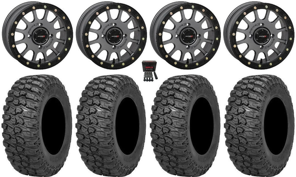 System 3 SB-5 14" Wheels Grey 30" Trail Saw 2.0 Tires Can-Am Commander Maverick Renegade Outlander Defender