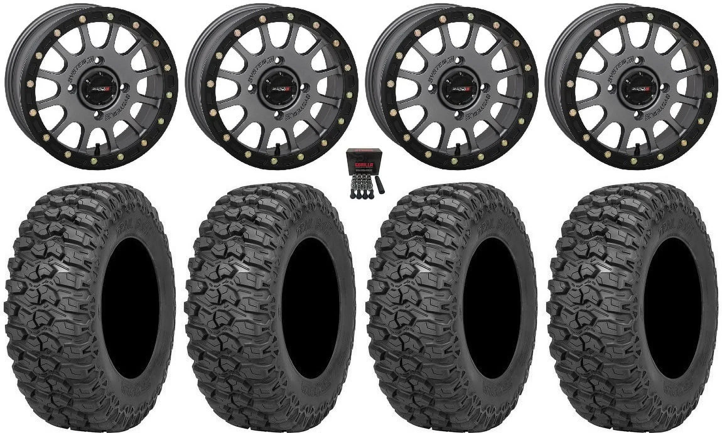 System 3 SB-5 14" Wheels Grey 30" Trail Saw 2.0 Tires Can-Am Commander Maverick Renegade Outlander Defender