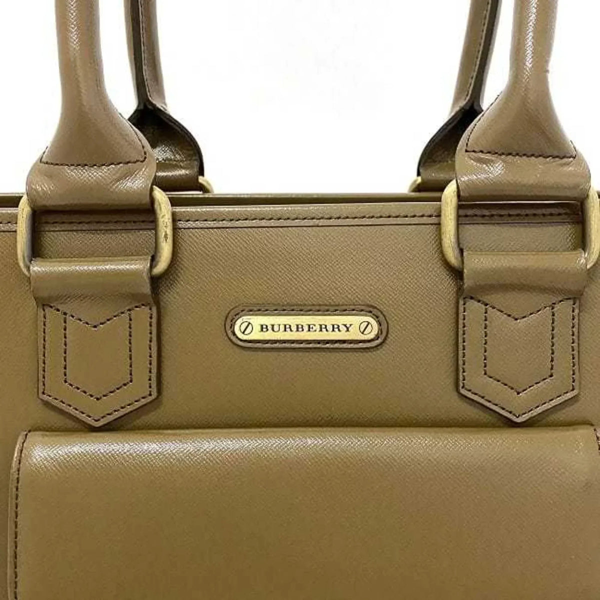 Pre-Owned Burberry tote bag brown beige PVC leather BURBERRY handbag ladies (Good)