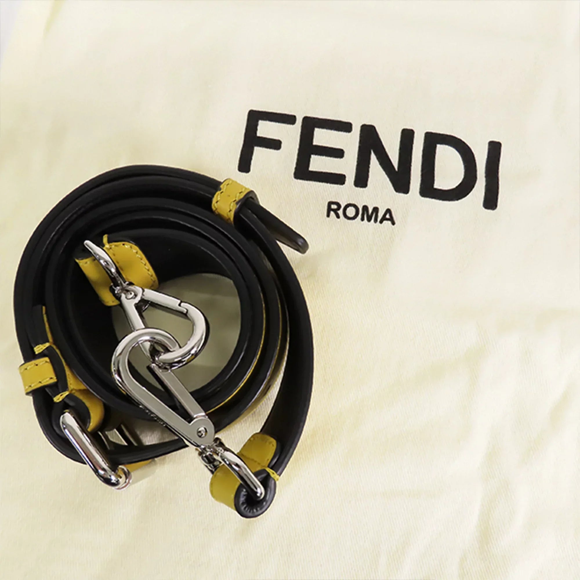 Pre-Owned Authenticated Fendi Stripes Convertible Baguette Nylon Fabric Black Satchel Unisex (Good)