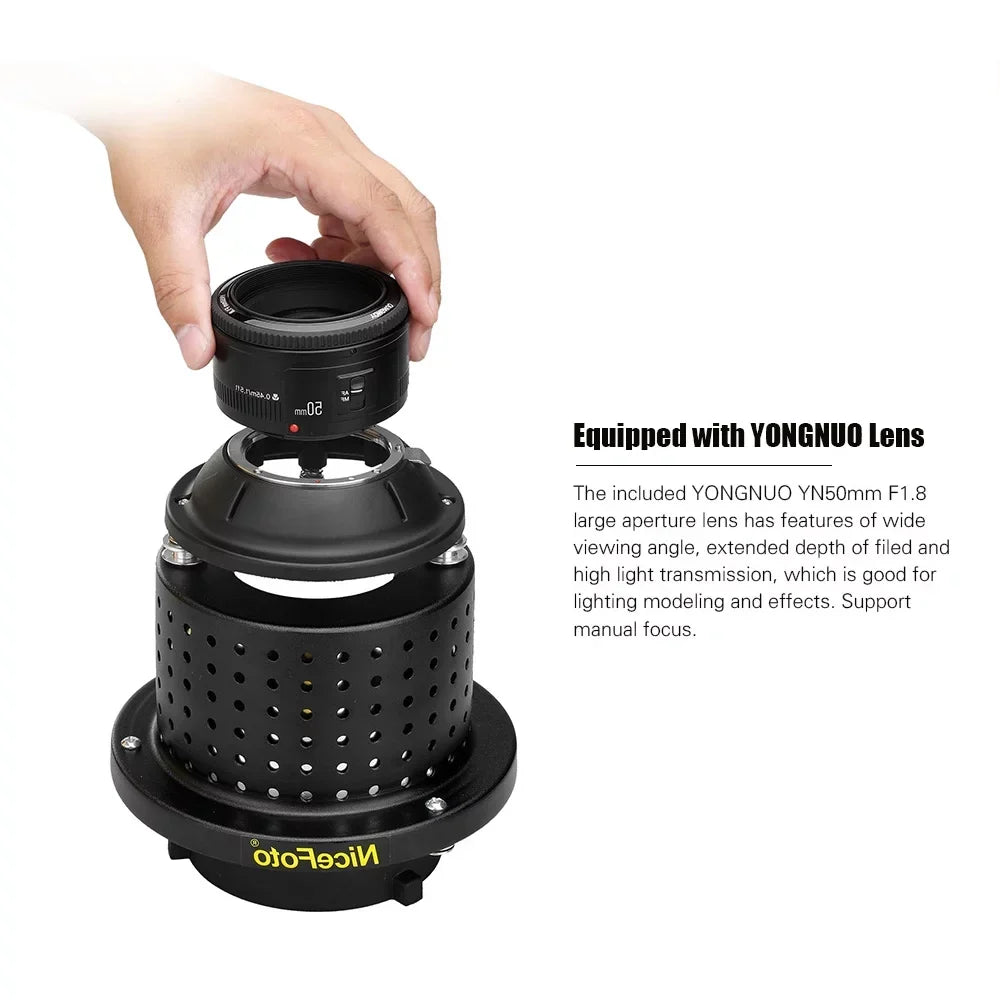 NiceFoto SN-29 Flash Concentrator Conical Snoot Video  Art Styling Snoot with YONGNUO YN50mm F1.8 Lens Bowens Mount Photographic Equipment Accessories