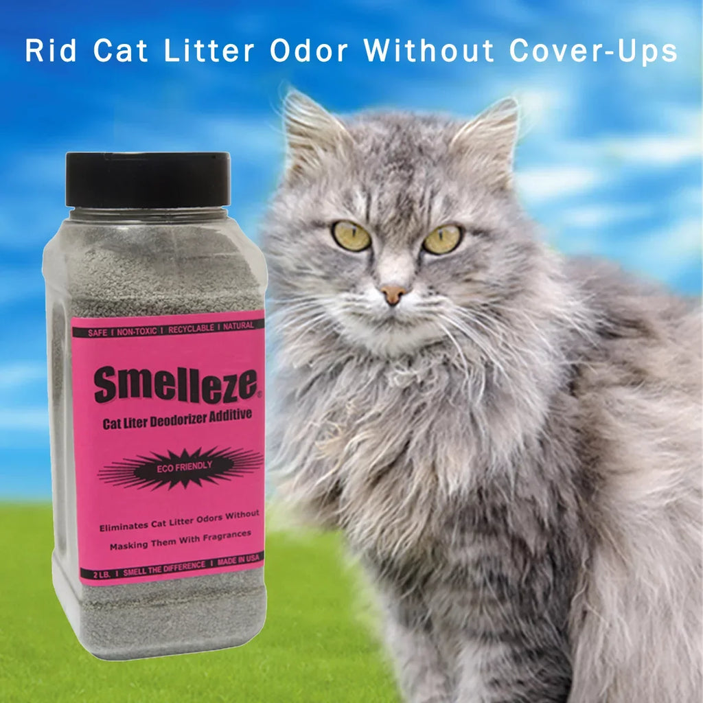 SMELLEZE Eco Cat Litter Odor Removal Additive: 50 lb. Granules Get Poop & Pee Stench Out Safely