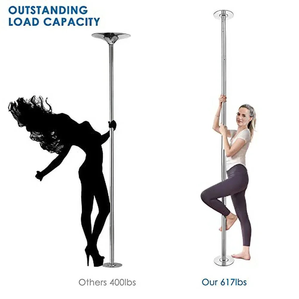 AW 9.25 FT Portable Dance Pole Kit Static Spinning Pole Dancing Pole Strip Poles for Home Removable 45mm Dance Pole Gym Party Club Exercise Fitness Silver/Black/Colorful/Gold, Max Load 1102 Lbs