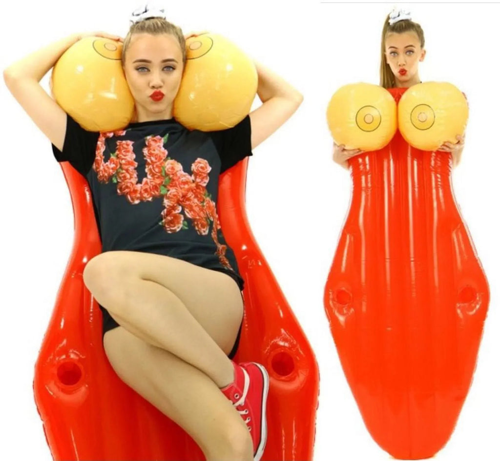 GIANT 4.5FT POOL FLOAT BOOBIES CUP HOLDERS BACHELOR BACHELORETTE PARTY BIG MOUTH