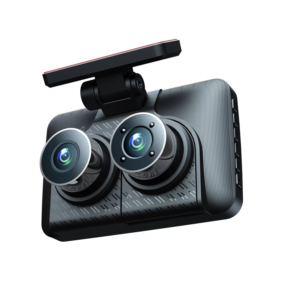 Dcenta 3 Cameras Dash Cam 4in Clear Car Rearview Mirror Car Video Recording Camcorder Wide Angle Car Camera Recorder Auto Safety Driving Recorder
