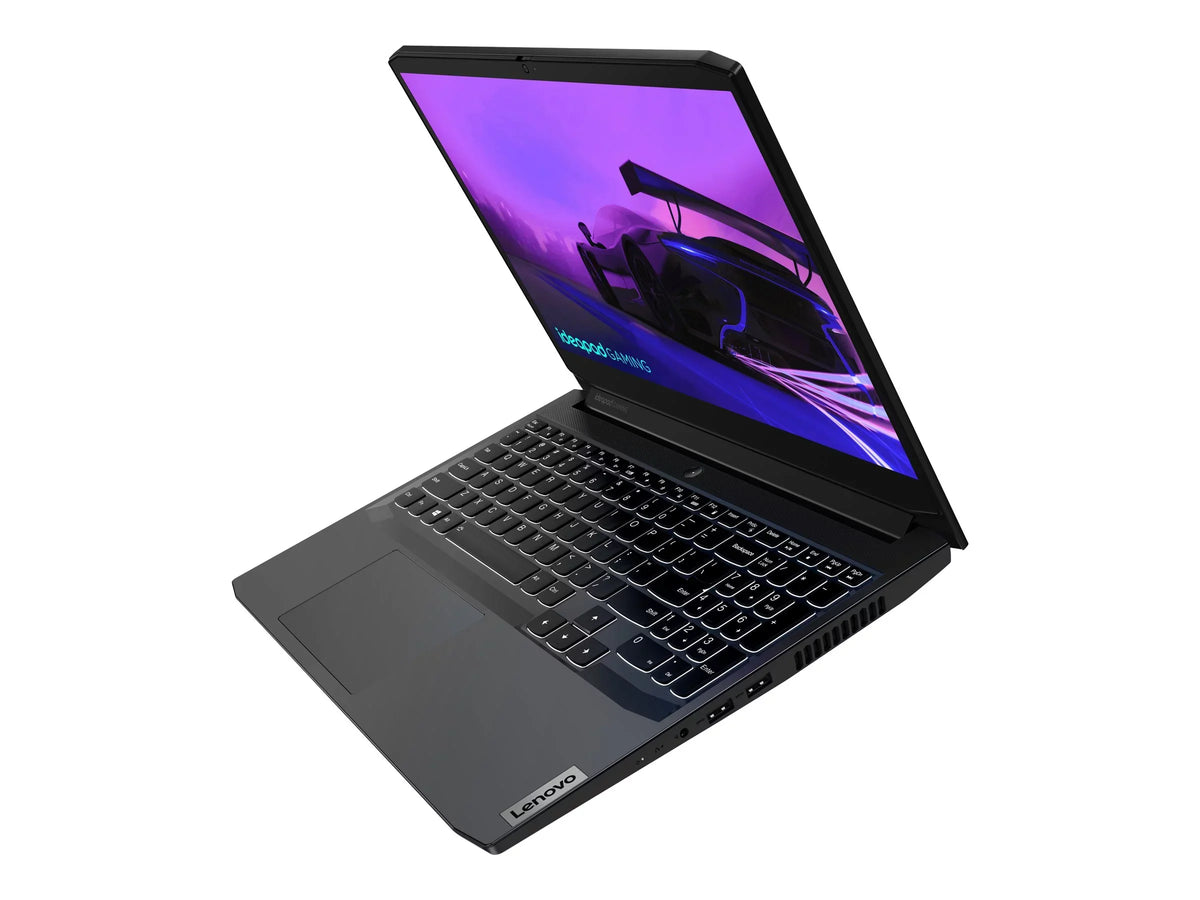 Lenovo IdeaPad Gaming 3 15ACH6 82K2 - 180-degree hinge design - AMD Ryzen 7 - 5800H / up to 4.4 GHz - Win 10 Home 64-bit - GF RTX 3050  - 16 GB RAM - 512 GB SSD NVMe - 15.6" IPS 1920 x 1080 (Full HD) @ 120 Hz - 802.11a/b/g/n/ac/ax - shadow black - kb
