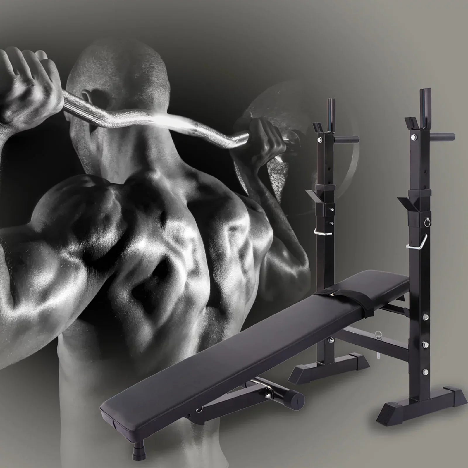 Andoer Adjustable Folding Multifunctional Workout Station, Red and Black, Squat Rack Included