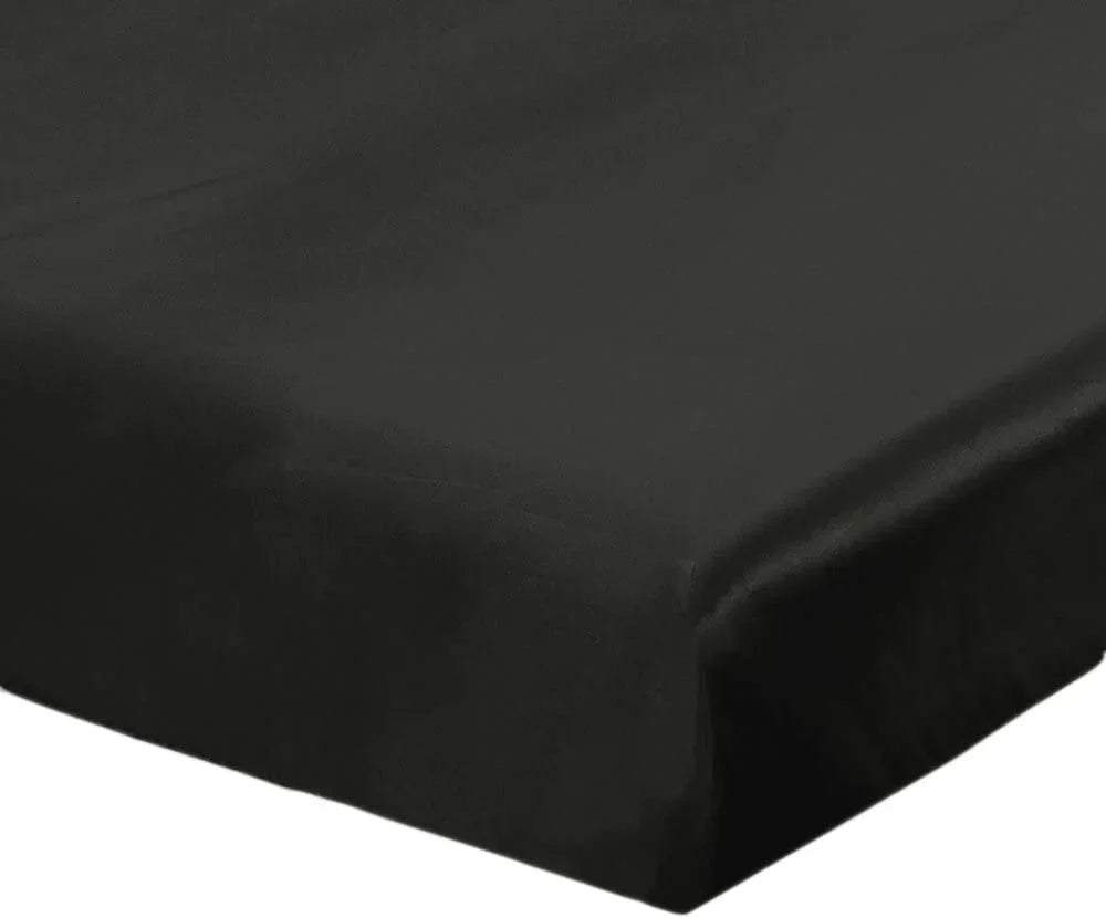 HAOFEI Luxury Mulberry Silk Fitted Sheet 19 Momme Seamless, Queen, Black