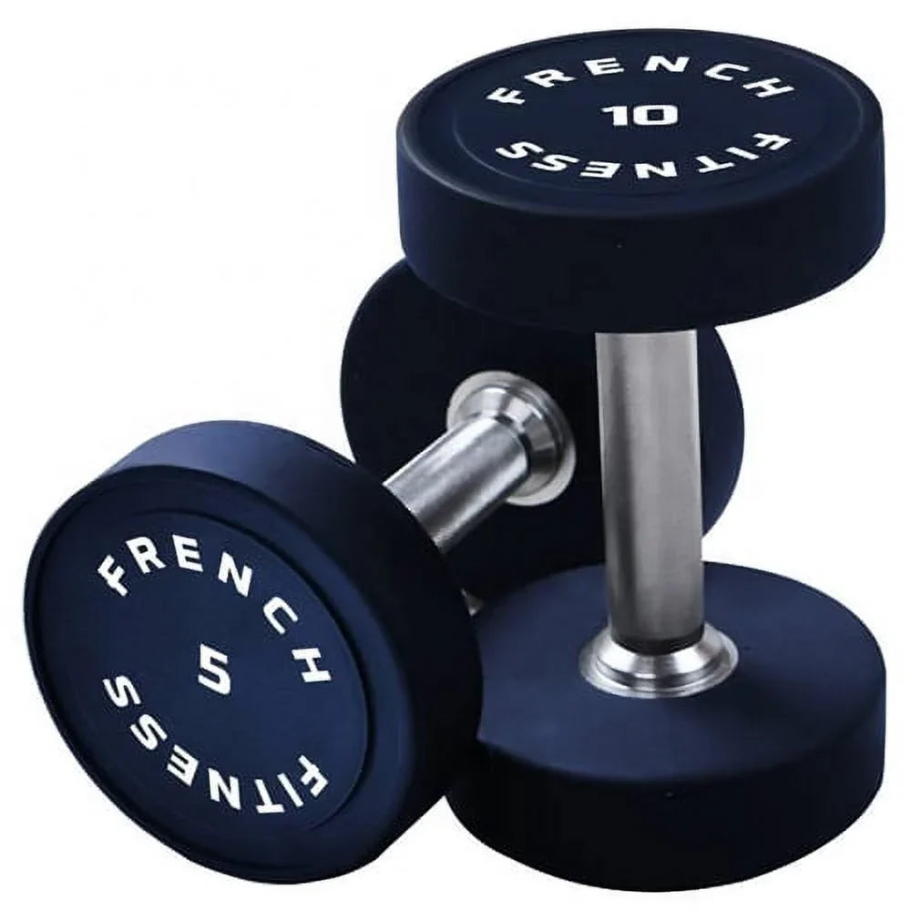 French Fitness Urethane Round Pro Style Dumbbell Set, 5-75 lbs (New)