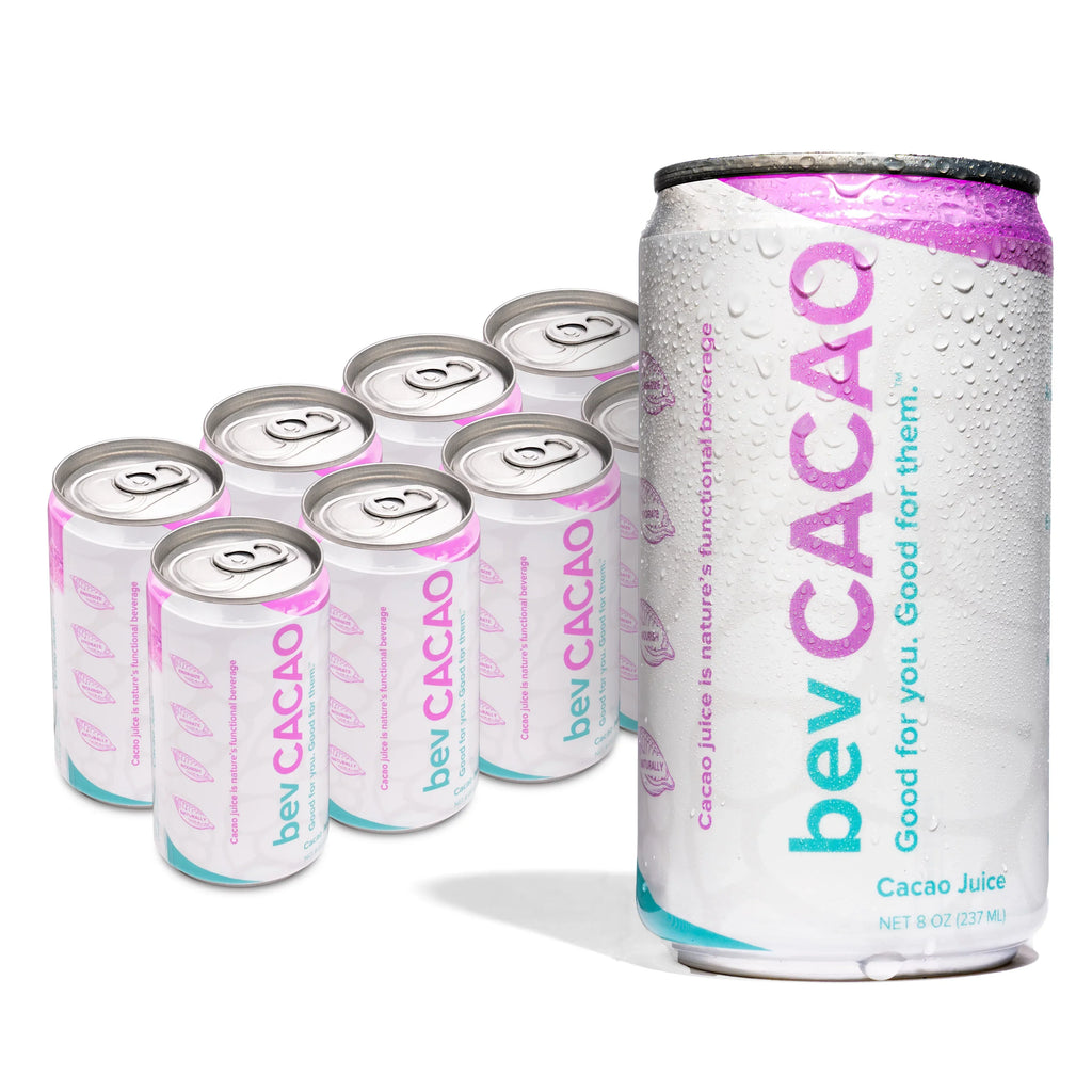 bevCacao Cacao Juice Superfruit | Highest Antioxidant Drink| Natural Electrolytes | Healthy Energy Boost | Improves Hydration. Fruit of the Cocoa Pod. 8.4oz Cans 8 Pack