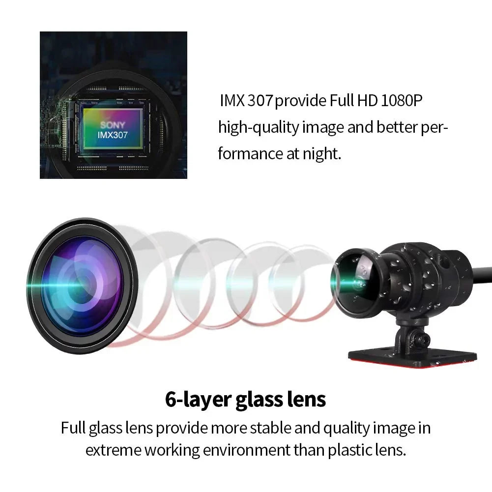 VSYSTO 2 Inch Screen HD 1080P Motorcycle Dash Cam, Full Body Waterproof SonyIMX307 150° Wide Angle Fish Eye Lens Front and Rear Camera, WDR, Night Vision, Loop Recording, G-sensor