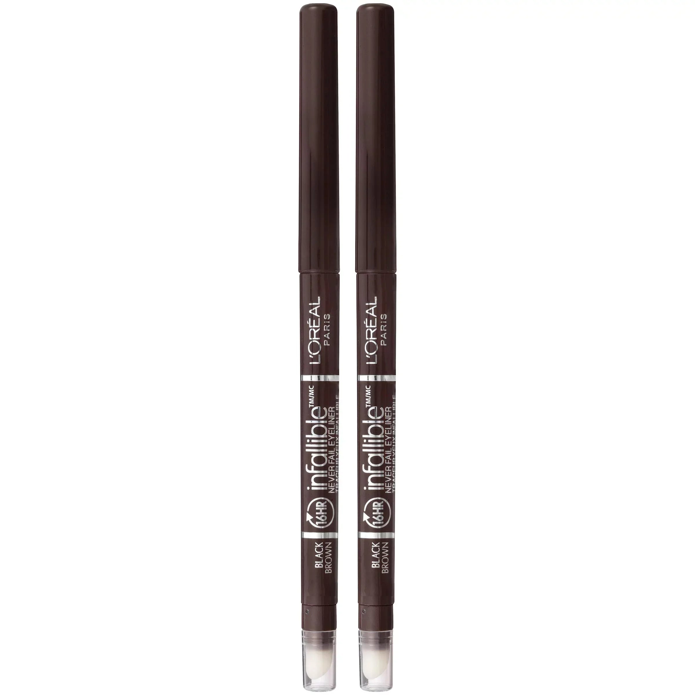 Enhance Your Eyes with L'Oreal Paris Infallible Never Fail Eyeliner - Black Brown, 2 Count - Includes Built-In Sharpener!