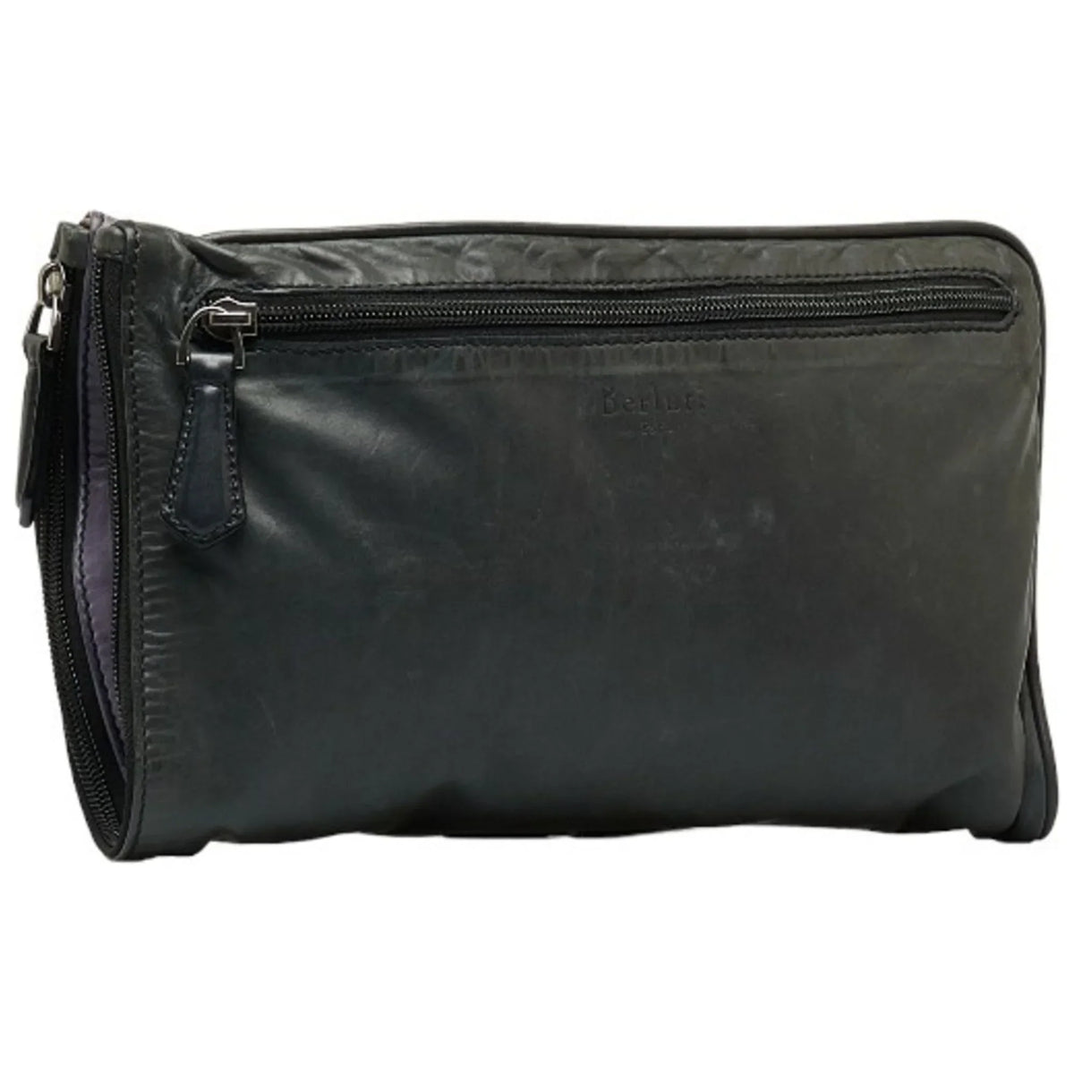 Pre-Owned Berluti Second Bag Clutch Gray Purple Leather Men's (Good)