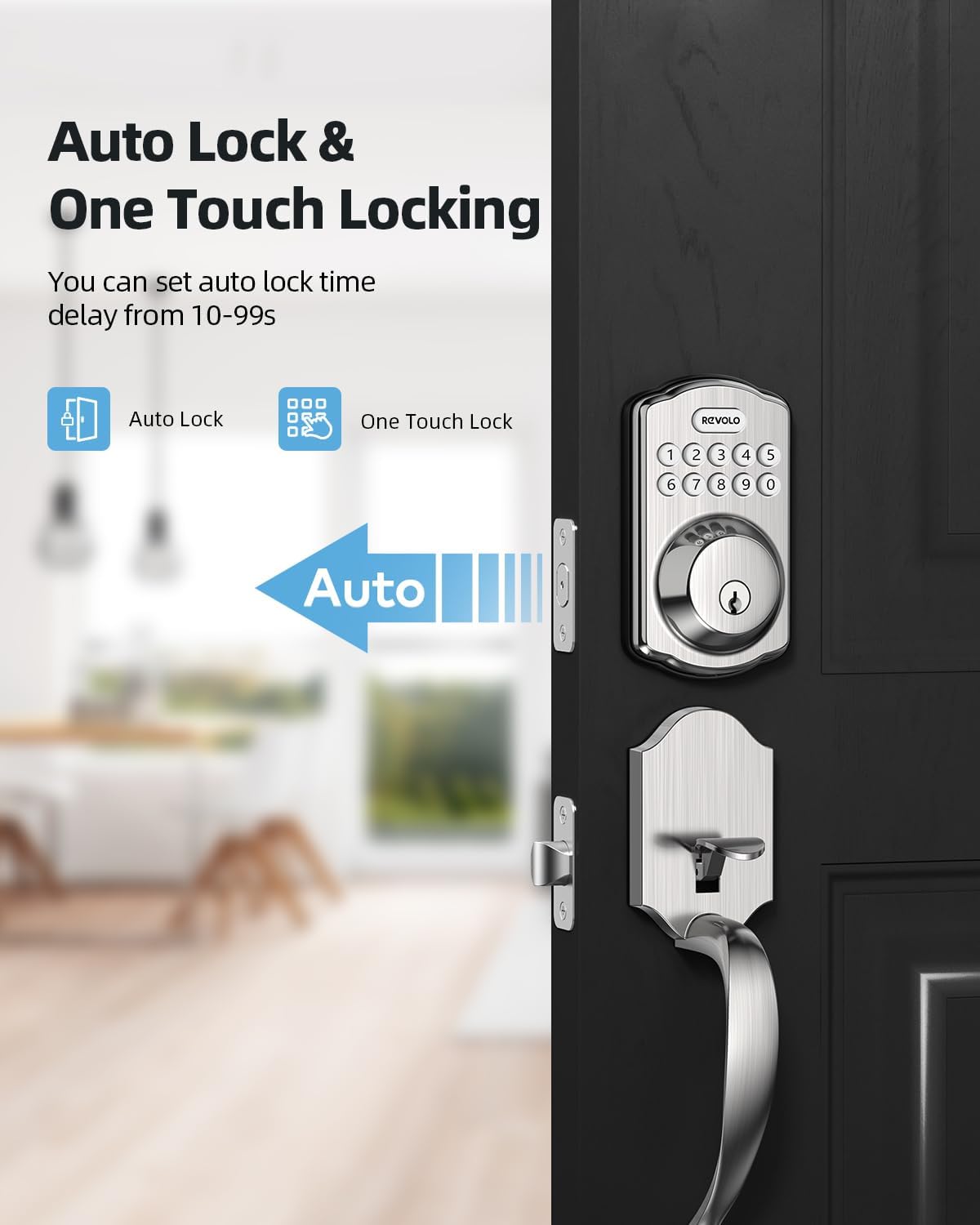 GOURE RE001 Electronic Keypad Deadbolt, Keyless Entry Door Lock, Keyed Entry, Auto Lock, Smart Lock with Handle, Front Door Handle Sets, Anti-Peeking Password, Oil-Rubbed Bronze