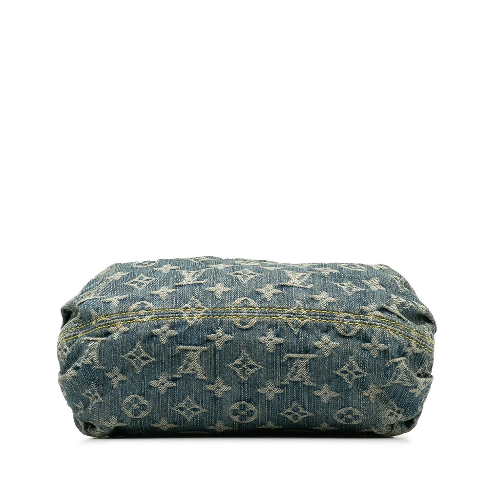 Pre-Owned Authenticated Louis Vuitton Monogram Pleaty Denim Fabric Blue Handbag Top HandleBag Unisex (Good)