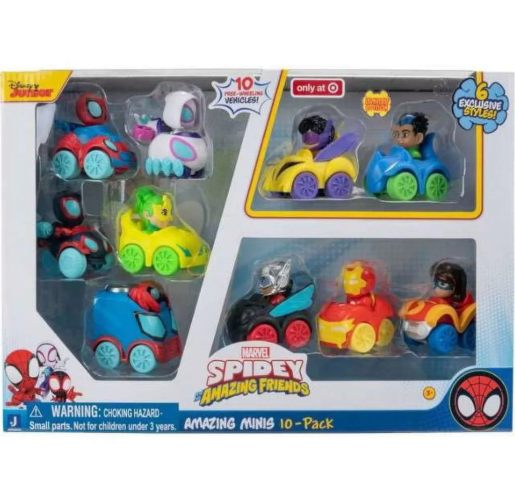 Marvel Spidey & His Amazing Friends Amazing Minis Vehicle 10-Pack (2022 Version)
