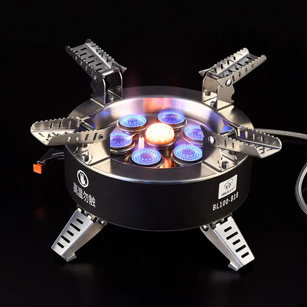 BULIN 18000W High-power Camping Stove with Piezo Ignition Windproof Seven-core Gas Stove Foldable Backpacking Stove For Fishing Hiking Traveling