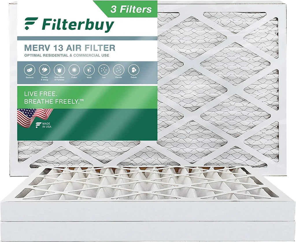 Filterbuy 16x25x2 MERV 13 Pleated HVAC AC Furnace Air Filters (3-Pack)