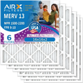 16x16x2 Air Filter MERV 13 Comparable to MPR 1500 - 2200 & FPR 9 Electrostatic Pleated Air Conditioner Filter 6 Pack HVAC AC Premium USA Made 16x16x2 Furnace Filters by AIRX FILTERS WICKED CLEAN AIR.