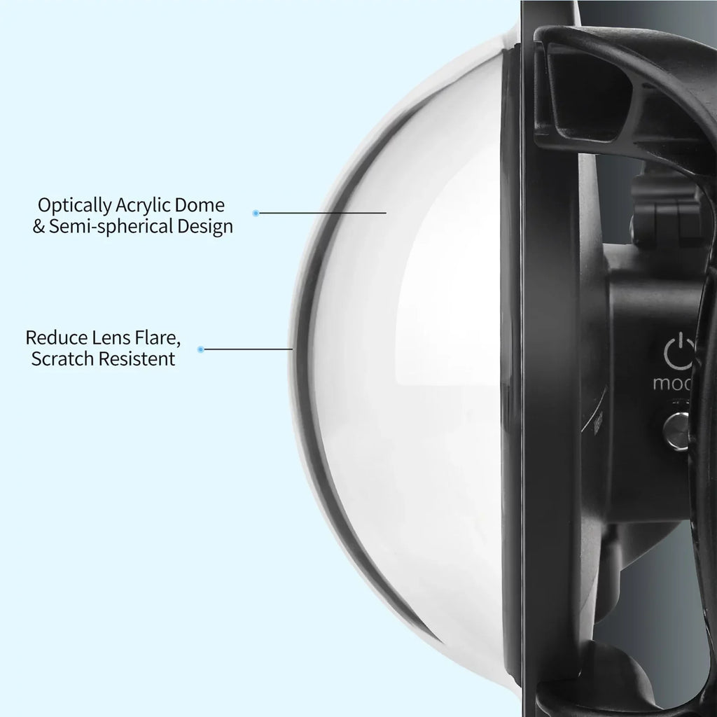 Waterproof Dome Port Case for  9 Black and  10SHOOT XTGP559, Dual Handle, 45m Waterproof, 180° Wide Angle