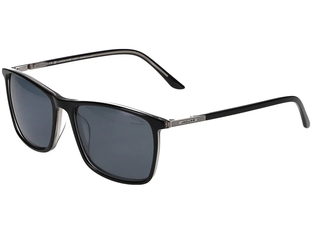 Jaguar 37203 Sunglasses , Black-Silver Frame, Polarized Lens, 56-17-145, JG37203