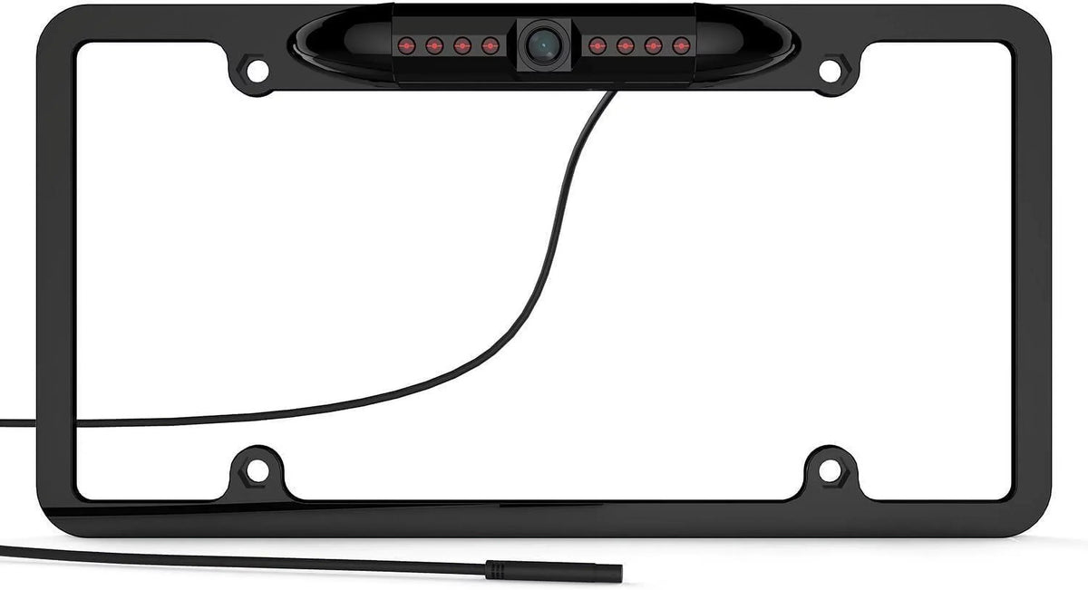 CAM115 Backup Camera Frame License Plate Compatible with Clarion, Dual, BOSS, Jensen, Stinger, Pioneer, SoundStream, Sony, Kenwood, JVC, Rockford Fosgate,