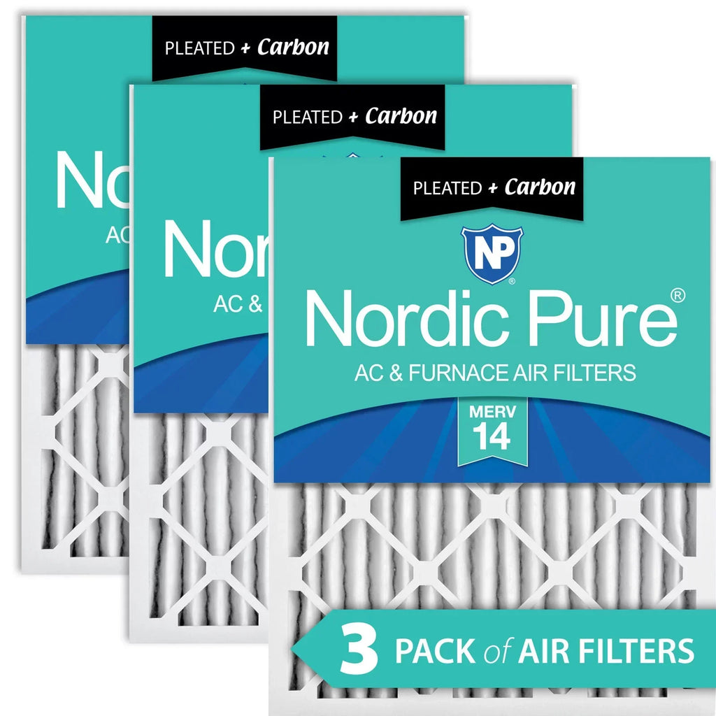 Nordic Pure 24x30x2 Pleated Air Filters MERV 14 Plus Carbon 3 Pack