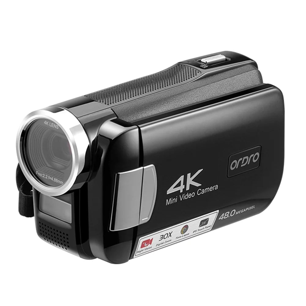 ORDRO 4K Digital Video Camera AC2 Camcorder with 48MP 30X Zoom IR Night Vision IPS Touchscreen for Filmmaking Vlogging